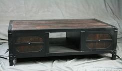 Vintage Style Coffee Table. Reclaimed Wood And Steel Coffee Table. Rustic Coffee Table With Storage. 4 small