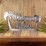 Custom Metal House Name Sign with Tropical Palm Trees 5 small