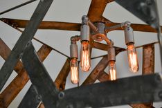 Wine Barrel Ring Chandelier - Kubo - Made From Retired California Wine Barrel Rings 4 small