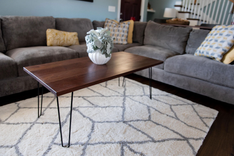 Walnut Coffee Table With Metal Legs, Modern Coffee Table, Farmhouse Coffee Table, Cocktail Table 2 small