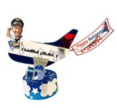 Pilot Airplane Cake Topper, Milestone Aviator, Pilot, Flight Attendant Birthday Cake Topper 1 small