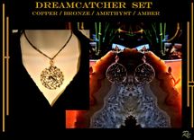 Necklace,Dreamcatcher,  Earrings, Jewelry, Set, Wife Gift, Copper, Gemstones 1 small