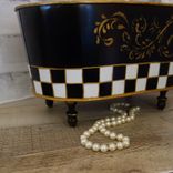 Vintage Check Towel Caddy Holder Black And White Check Towel Basket 5 small