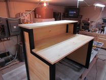 Steel And Select Pine Reception Desk 3 small