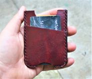 Handmade Leather Minimalist Wallet Minus Wickett And Craig Burgundy Harness Money Clip 1 small