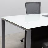 Custom Modern Executive Office Desk, Tempered Glass Top - Aspen Straight Desk 5 small