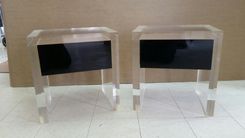 Acrylic End / Side Table - Thick Slab Leg Single Drawer- Hand Crafted, Custom Made 2 small