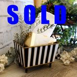 Black White Stripe Small Vanity Organizer Guest Towel Caddy Striped Storage Bin 1 small