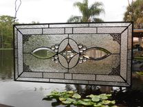 Stained Glass Transom Window, Glass Window Valance, Beveled Glass Panel 3 small