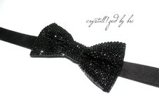 Any Color Fully Crystallized Bow Tie Genuine European Crystals Bedazzled Bling 1 small