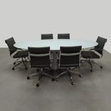 Oval Shape Custom Conference Table, Tempered Glass Top - Omaha Meeting Table 2 small