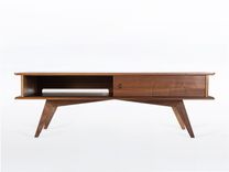 Modern Tv Console, Mid Century Modern Style In Solid Walnut "Montecito" 7 small