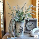 Floral Arrangement French Country Decor Vintage Songbird Metal Flower Bucket 6 small