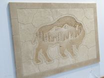 Etched Tile Travertine Buffalo Mural 2 small