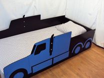 Semi-Tractor Truck Twin Kids Bed Frame - Handcrafted - Truck Themed Children's Bedroom Furniture 3 small