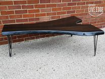Walnut Coffee Table- Live Edge- Long Coffee Table- Java- Black- Steel- Industrial- Dark Wood 4 small