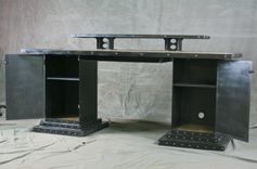 Desk With Storage Bases. Industrial Executive Desk. Custom And Handmade Office Furniture. 2 small
