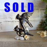 Courtly Songbirds Checked Figurine Black And White Stripes Decor 1 small