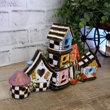 Whimsy Check Decor Night Light Lamp Hand Painted Whimsical Checked Birdhouse 3 small