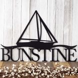 Personalized Metal Family Name Sign with Sailboat 1 small