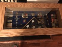 Solid Oak Military Retirement Shadow Box Table 5 small