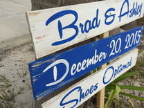 Navy Blue Beach Wedding Sign, Rustic Shoes Optional Directional Sign 4 small