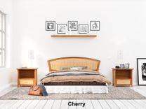 Headboard Queen Bed Cherry And Maple, Art Deco, Modern, Curvy Inlay, King, 4 small