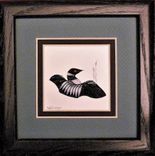 Loons - Quilled Loon And Baby Miniature Wall Art Framed 4 small