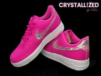 Nike Crystallized Air Force 1 Women's Sneakers Bling Genuine European Crystals Bedazzled Pink 1 small