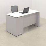 Custom Modern Executive Office Desk With Cabinet, Engineered Stone Top - Denver Straight Desk 2 small