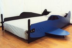 Aircraft Twin Kids Bed Frame - Handcrafted - Propeller Airplane Themed Children's Bedroom Furniture 5 small