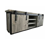 Rustic Industrial Barn Board / Media Stand / Tv / Entertainment Stand W/ Sliding Doors 1 small