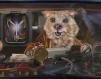 Quokkas Riding Back To Future In Delorian Fine Art Print On Paper 3 small