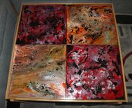 Unique One-Of-A-Kind 4-Square Handmade Square Coffee Table 2 small