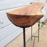 White Walnut / Butter Nut Table With Salvaged Hammered Iron Legs 1 small