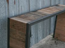 Rustic Reclaimed Wood Console Table. Vintage Industrial Sofa Table. Minimalist Steel And Wood Furn. 1 small