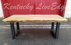 Reclaimed Live Edge Maple Coffee Table- Industrial Coffee Table- Large Coffee Table- Steel Legs 1 small