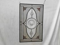 Stained Glass Window Panel, Heisey Narrow Flute Pattern Depression Glass Plates 3 small