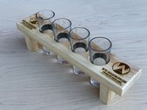 Custom Laser Engraved Shot Flight - Wooden Flight Board For 4 Shot Glasses 1 small