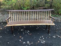 Conoid Bench - George Nakashima Style Mid Century Modern Bench With Live Edge Seat 2 small