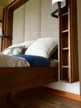 Floating Walnut Bed, Shelving And Upholstered Headboard 1 small