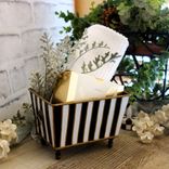 Black White Stripe Small Vanity Organizer Guest Towel Caddy Striped Storage Bin 6 small