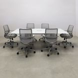 Rectangular Shape Custom Conference Table, Tempered Glass Top - Omaha Meeting Table 3 small