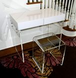 The Lucite Desk; 2 Drawer - Vanity ; Clear, Mirrored, White, Many Colors Options Available 1 small