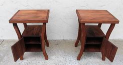 Solid Walnut And Walnut Burl Veneer Nightstands 3 small