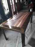 Industrial Metal Table With Solid Walnut Top 4 small