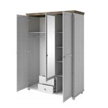 Wardrobe with 3 doors and mirror, (Abisko Ash/Lefkas Oak) 1 small