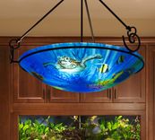 Blue Ocean 24 inch glass diameter painted chandelier 1 small