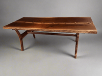 Handmade Walnut Live Edge Dining Table with Stitched River Design, Solid Wood Mid Century Modern 3 small