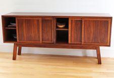 MID CENTURY MODERN SIDEBOARD/ CREDENZA WITH SLIDING DOORS 2 small